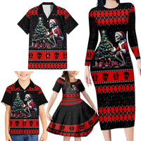 Christmas Skull Family Matching Long Sleeve Bodycon Dress and Hawaiian Shirt Santa Skull Prepairing For Christmas - Wonder Print Shop