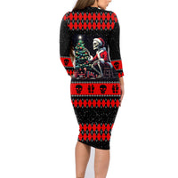 Christmas Skull Family Matching Long Sleeve Bodycon Dress and Hawaiian Shirt Santa Skull Prepairing For Christmas - Wonder Print Shop