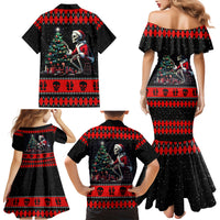 Christmas Skull Family Matching Mermaid Dress and Hawaiian Shirt Santa Skull Prepairing For Christmas - Wonder Print Shop