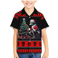 Christmas Skull Family Matching Mermaid Dress and Hawaiian Shirt Santa Skull Prepairing For Christmas - Wonder Print Shop