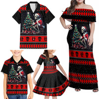 Christmas Skull Family Matching Off Shoulder Maxi Dress and Hawaiian Shirt Santa Skull Prepairing For Christmas - Wonder Print Shop
