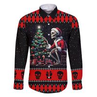 Christmas Skull Family Matching Off Shoulder Short Dress and Hawaiian Shirt Santa Skull Prepairing For Christmas - Wonder Print Shop