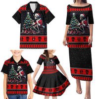 Christmas Skull Family Matching Puletasi Dress and Hawaiian Shirt Santa Skull Prepairing For Christmas - Wonder Print Shop