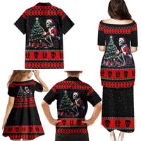 Christmas Skull Family Matching Puletasi Dress and Hawaiian Shirt Santa Skull Prepairing For Christmas - Wonder Print Shop