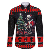 Christmas Skull Family Matching Short Sleeve Bodycon Dress and Hawaiian Shirt Santa Skull Prepairing For Christmas - Wonder Print Shop