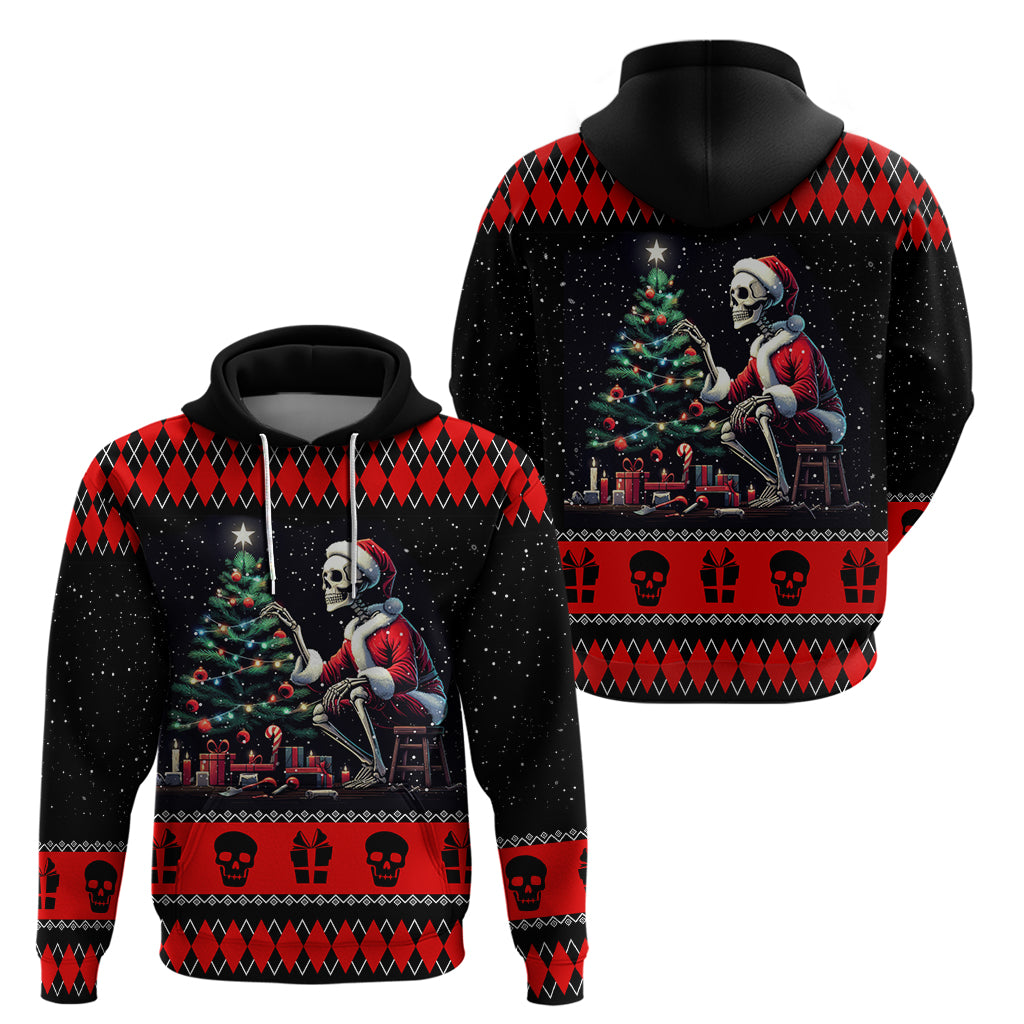 Christmas Skull Hoodie Santa Skull Prepairing For Christmas - Wonder Print Shop