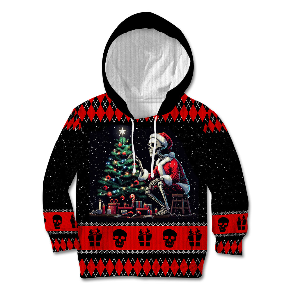 Christmas Skull Kid Hoodie Santa Skull Prepairing For Christmas - Wonder Print Shop