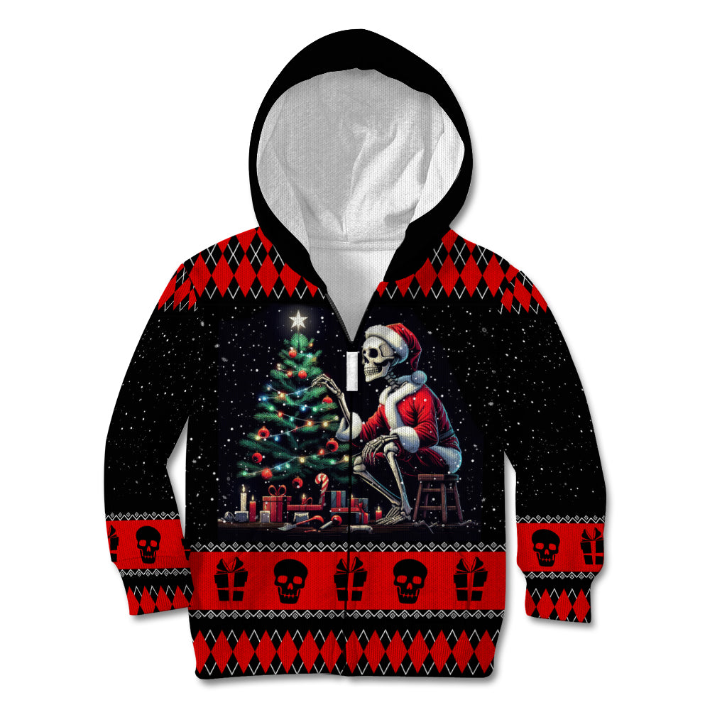 Christmas Skull Kid Hoodie Santa Skull Prepairing For Christmas - Wonder Print Shop