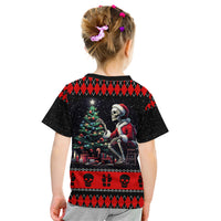 Christmas Skull Kid T Shirt Santa Skull Prepairing For Christmas - Wonder Print Shop