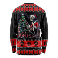 Christmas Skull Long Sleeve Shirt Santa Skull Prepairing For Christmas - Wonder Print Shop