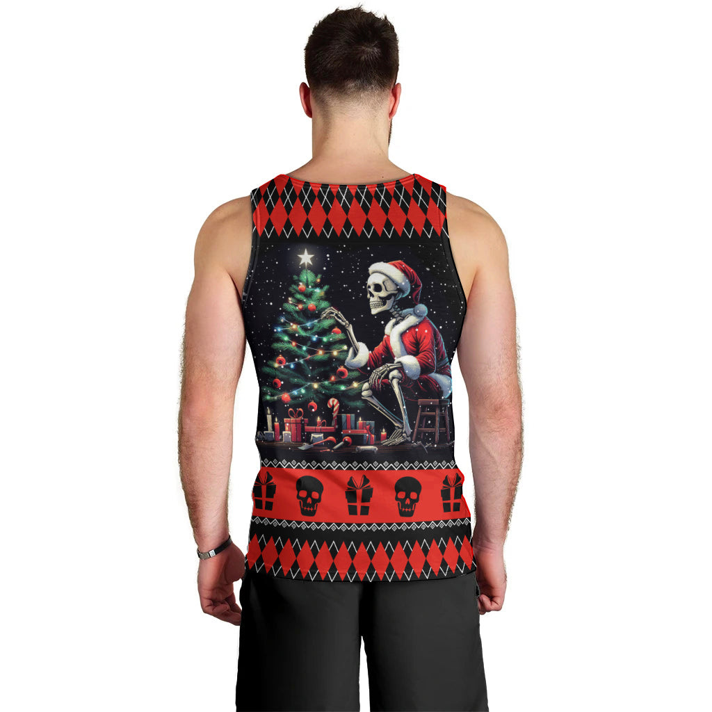 Christmas Skull Men Tank Top Santa Skull Prepairing For Christmas - Wonder Print Shop