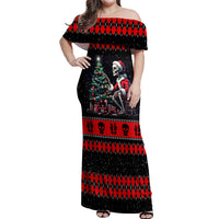 Christmas Skull Off Shoulder Maxi Dress Santa Skull Prepairing For Christmas - Wonder Print Shop