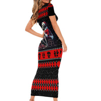 Christmas Skull Short Sleeve Bodycon Dress Santa Skull Prepairing For Christmas - Wonder Print Shop