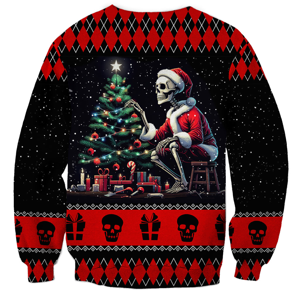 Christmas Skull Sweatshirt Santa Skull Prepairing For Christmas - Wonder Print Shop