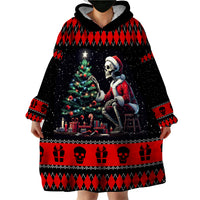 Christmas Skull Wearable Blanket Hoodie Santa Skull Prepairing For Christmas - Wonder Print Shop