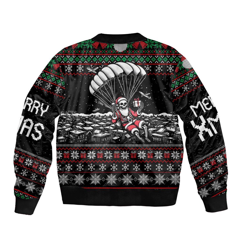 Christmas Skull Bomber Jacket Santa Skull Jumps In Parachute - Wonder Print Shop