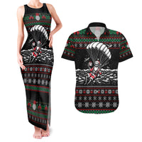 Christmas Skull Couples Matching Tank Maxi Dress and Hawaiian Shirt Santa Skull Jumps In Parachute - Wonder Print Shop