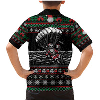Christmas Skull Family Matching Mermaid Dress and Hawaiian Shirt Santa Skull Jumps In Parachute - Wonder Print Shop