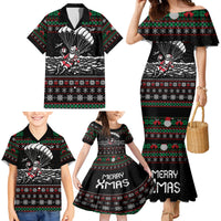 Christmas Skull Family Matching Mermaid Dress and Hawaiian Shirt Santa Skull Jumps In Parachute - Wonder Print Shop