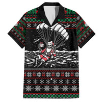 Christmas Skull Family Matching Off Shoulder Long Sleeve Dress and Hawaiian Shirt Santa Skull Jumps In Parachute - Wonder Print Shop