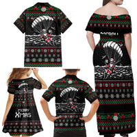 Christmas Skull Family Matching Off Shoulder Maxi Dress and Hawaiian Shirt Santa Skull Jumps In Parachute - Wonder Print Shop