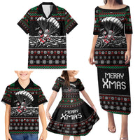 Christmas Skull Family Matching Puletasi Dress and Hawaiian Shirt Santa Skull Jumps In Parachute - Wonder Print Shop