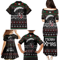 Christmas Skull Family Matching Puletasi Dress and Hawaiian Shirt Santa Skull Jumps In Parachute - Wonder Print Shop
