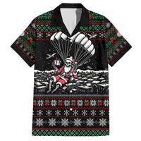 Christmas Skull Family Matching Short Sleeve Bodycon Dress and Hawaiian Shirt Santa Skull Jumps In Parachute - Wonder Print Shop