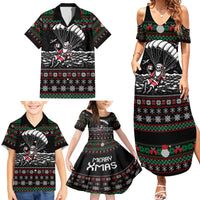 Christmas Skull Family Matching Summer Maxi Dress and Hawaiian Shirt Santa Skull Jumps In Parachute - Wonder Print Shop