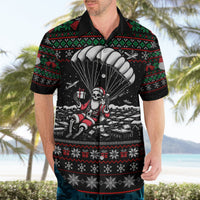 Christmas Skull Hawaiian Shirt Santa Skull Jumps In Parachute - Wonder Print Shop