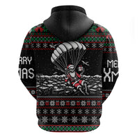 Christmas Skull Hoodie Santa Skull Jumps In Parachute - Wonder Print Shop