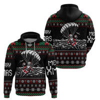 Christmas Skull Hoodie Santa Skull Jumps In Parachute - Wonder Print Shop