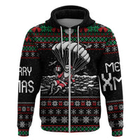 Christmas Skull Hoodie Santa Skull Jumps In Parachute - Wonder Print Shop