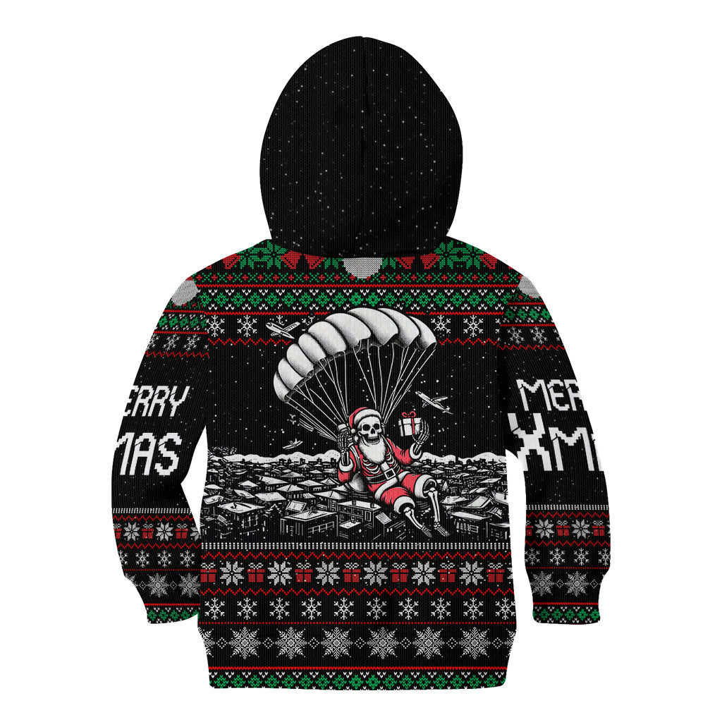 Christmas Skull Kid Hoodie Santa Skull Jumps In Parachute - Wonder Print Shop