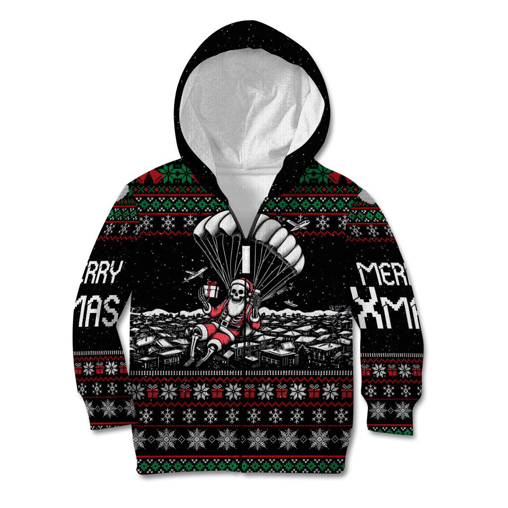 Christmas Skull Kid Hoodie Santa Skull Jumps In Parachute - Wonder Print Shop
