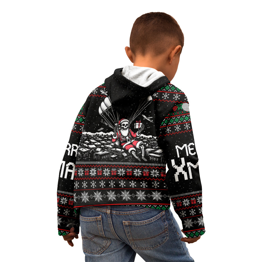 Christmas Skull Kid Hoodie Santa Skull Jumps In Parachute - Wonder Print Shop