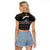 Christmas Skull Raglan Cropped T Shirt Santa Skull Jumps In Parachute - Wonder Print Shop