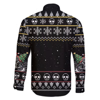 Christmas Skull Family Matching Long Sleeve Bodycon Dress and Hawaiian Shirt Santa Skull Ride Motorbike - Wonder Print Shop