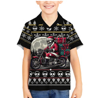 Christmas Skull Family Matching Mermaid Dress and Hawaiian Shirt Santa Skull Ride Motorbike - Wonder Print Shop