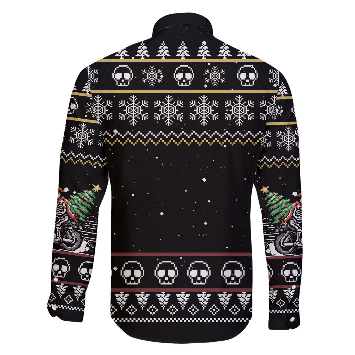 Christmas Skull Family Matching Off Shoulder Maxi Dress and Hawaiian Shirt Santa Skull Ride Motorbike - Wonder Print Shop