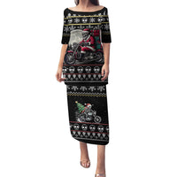 Christmas Skull Family Matching Puletasi Dress and Hawaiian Shirt Santa Skull Ride Motorbike - Wonder Print Shop