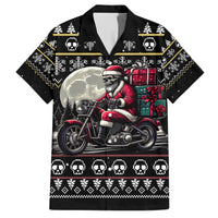 Christmas Skull Family Matching Short Sleeve Bodycon Dress and Hawaiian Shirt Santa Skull Ride Motorbike - Wonder Print Shop