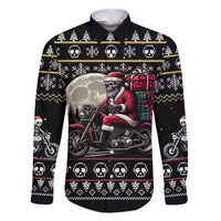 Christmas Skull Family Matching Short Sleeve Bodycon Dress and Hawaiian Shirt Santa Skull Ride Motorbike - Wonder Print Shop