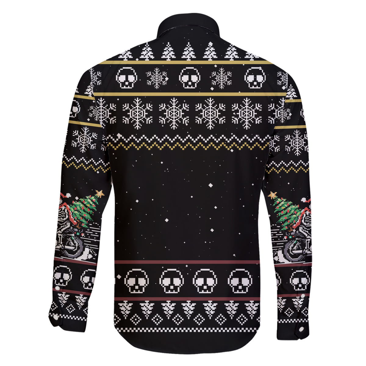 Christmas Skull Family Matching Short Sleeve Bodycon Dress and Hawaiian Shirt Santa Skull Ride Motorbike - Wonder Print Shop