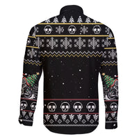 Christmas Skull Family Matching Short Sleeve Bodycon Dress and Hawaiian Shirt Santa Skull Ride Motorbike - Wonder Print Shop