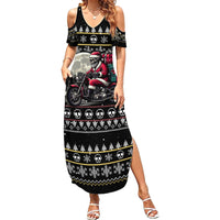 Christmas Skull Family Matching Summer Maxi Dress and Hawaiian Shirt Santa Skull Ride Motorbike - Wonder Print Shop