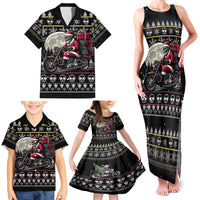 Christmas Skull Family Matching Tank Maxi Dress and Hawaiian Shirt Santa Skull Ride Motorbike - Wonder Print Shop