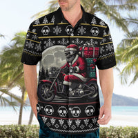 Christmas Skull Hawaiian Shirt Santa Skull Ride Motorbike - Wonder Print Shop