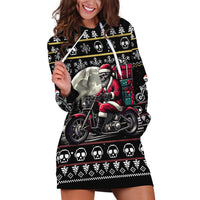 Christmas Skull Hoodie Dress Santa Skull Ride Motorbike - Wonder Print Shop