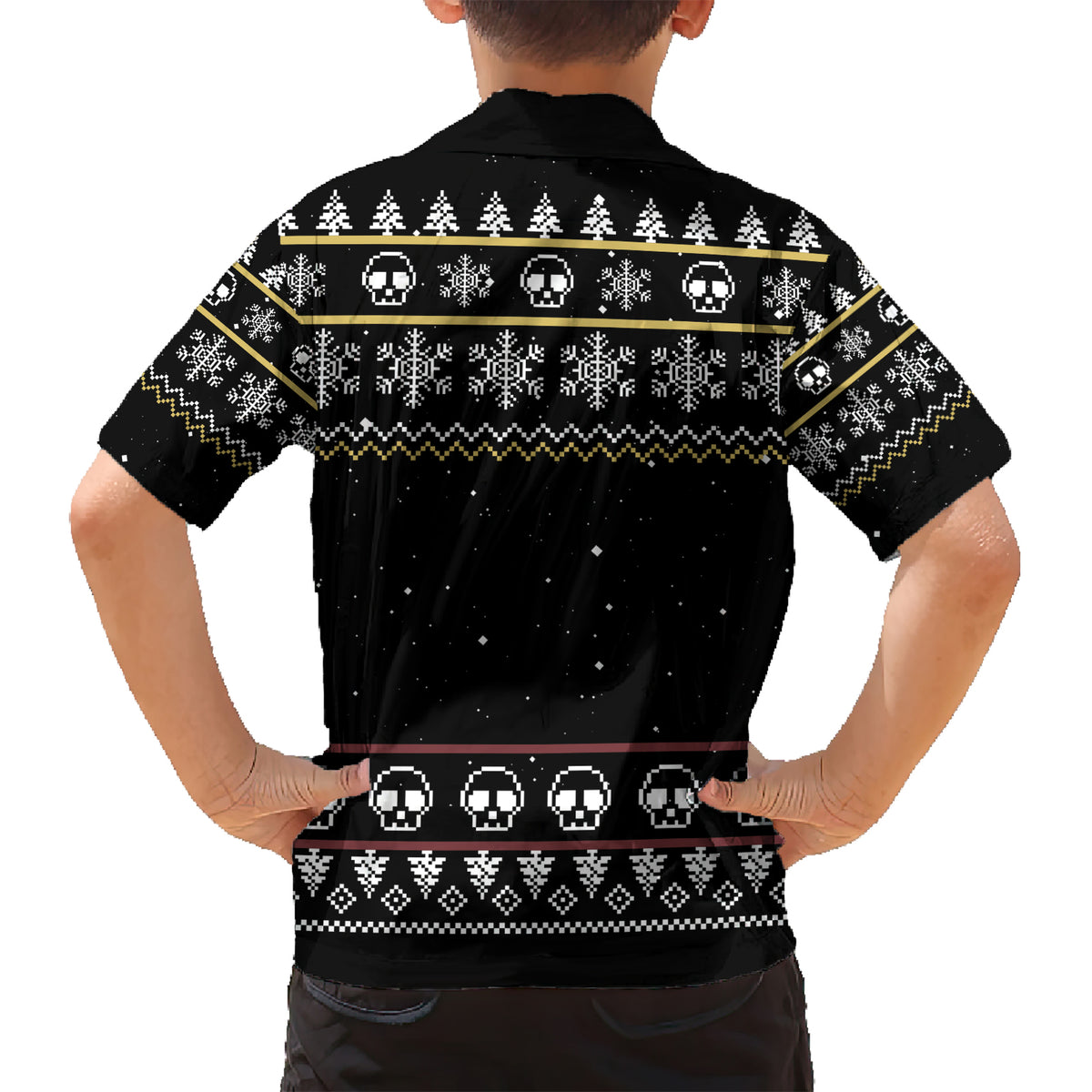 Christmas Skull Kid Hawaiian Shirt Santa Skull Ride Motorbike - Wonder Print Shop